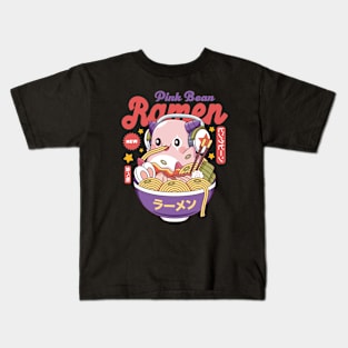 Pink Bean Ramen Kawaii Kids T-Shirt